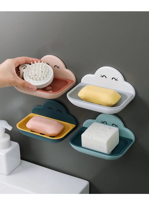 创意卫生间免打孔置物架香皂盒 便捷沥水的壁挂式生活小助手